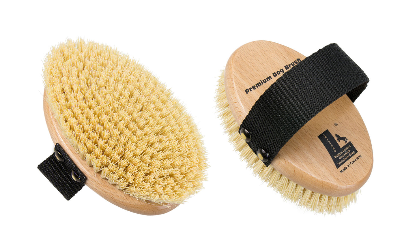 Premium Dog brush 100 % Naturfasern, straffer Nylongurt