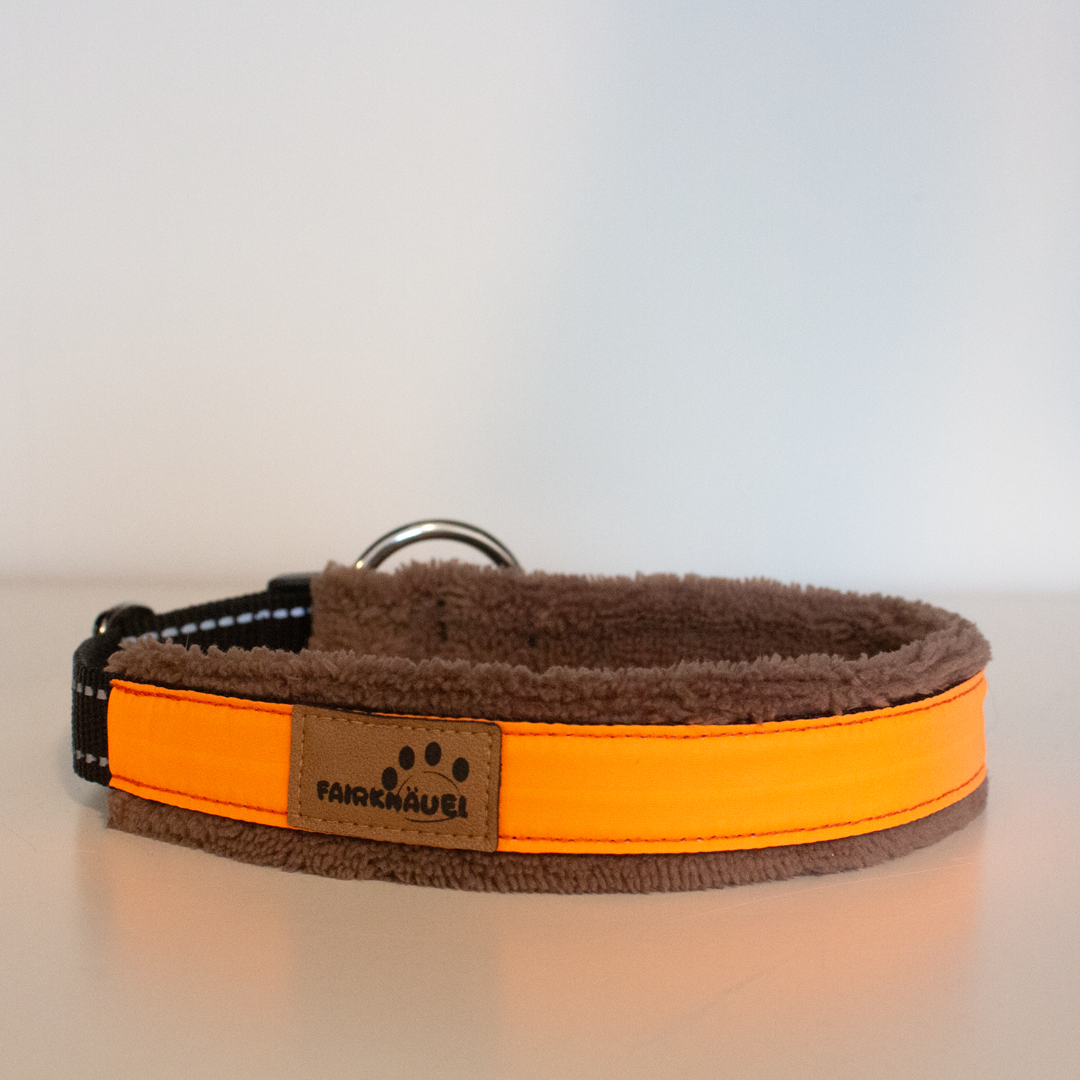 Halsband Plüsch Reflekt Orange / Braun