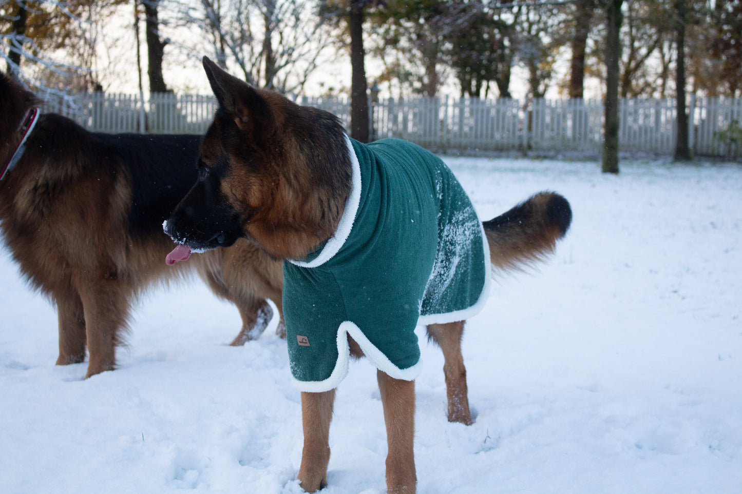 Hundebademantel Weihnachtself Grün weiß