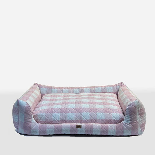 Hundebett mit Seitenwand Karo Pink