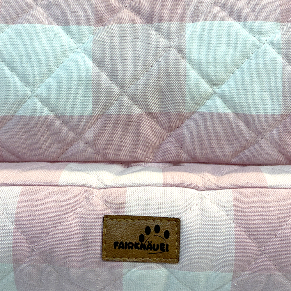 Hundebett mit Seitenwand Karo Pink