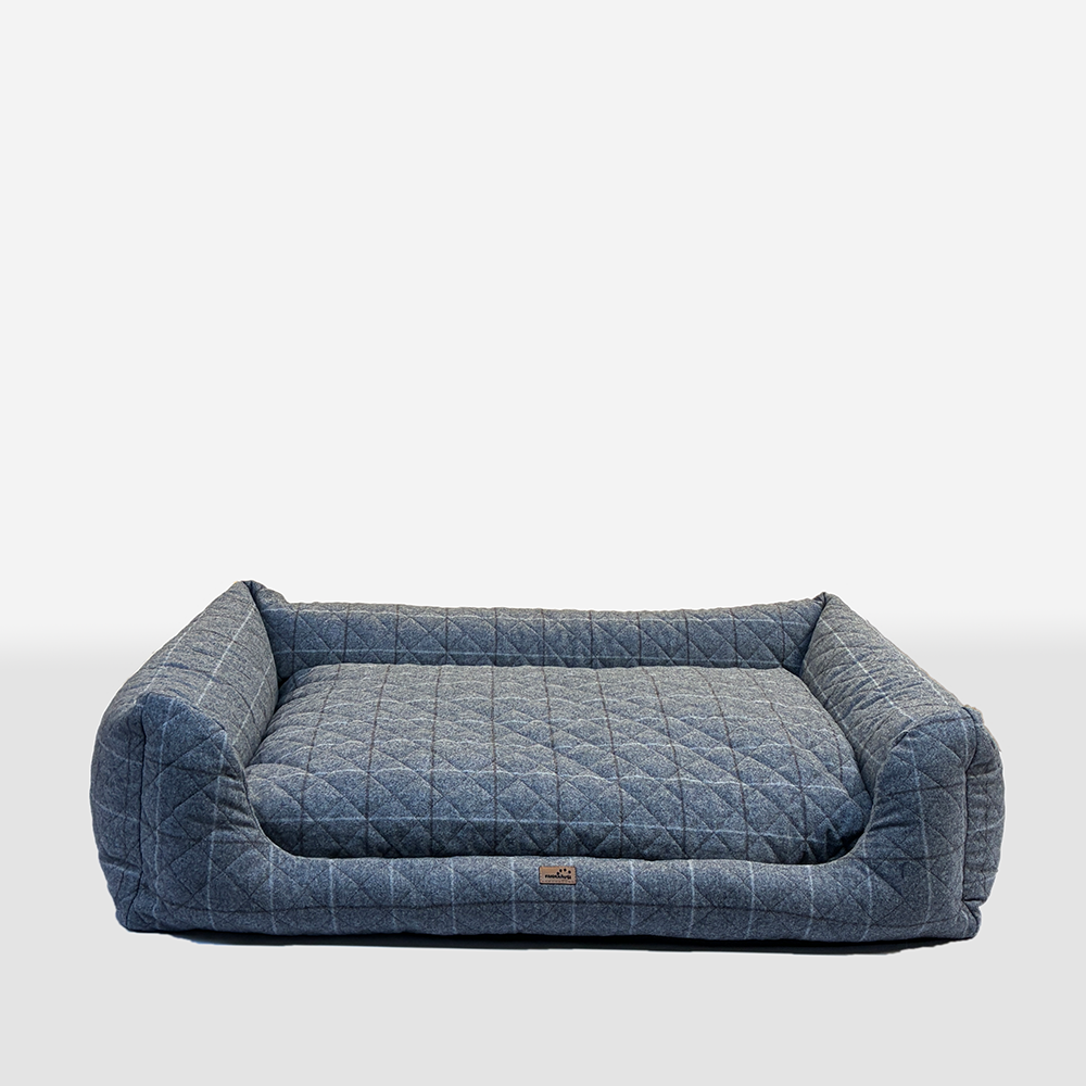 Hundebett mit Seitenwand Grau gestreift