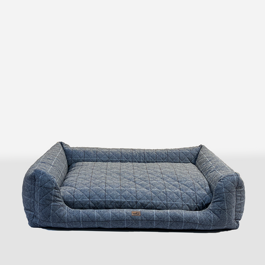 Hundebett mit Seitenwand Grau gestreift