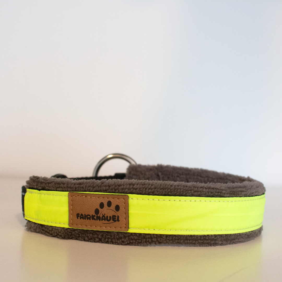 Halsband Plüsch Reflekt Grau / Gelb